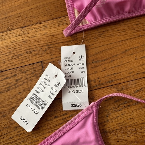 NWT KENDALL & KYLIE Pink Tie-dyed Barbados Lurex Triangle Bikini Top - Picture 14 of 15